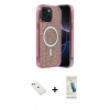 MARSİLYAN™- iPhone 14 Kılıf Eksen Çizgi - Şeffaf Pasifik Cam Ekran Koruyucu + Diamond Kamera Lens - KI