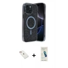 MARSİLYAN™- iPhone 14 Kılıf Eksen Çizgi - Şeffaf Pasifik Cam Ekran Koruyucu + Diamond Kamera Lens - KI