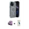 MARSİLYAN™- iPhone 14 Kılıf Eksen Çizgi - Şeffaf Pasifik Cam Ekran Koruyucu + Raze Metal Kamera Lens - SH