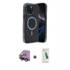 MARSİLYAN™- iPhone 14 Kılıf Eksen Çizgi - Şeffaf Pasifik Cam Ekran Koruyucu + Raze Metal Kamera Lens - SH
