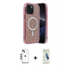 MARSİLYAN™- iPhone 14 Kılıf Eksen Çizgi - Şeffaf Pasifik Cam Ekran Koruyucu + Shine Kamera Lens - YL