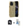 MARSİLYAN™- iPhone 14 Kılıf Eksen Çizgi - Şeffaf Royal Nano Ekran Koruyucu + PVD Metal Kamera Lens - MI