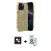 MARSİLYAN™- iPhone 14 Kılıf Eksen Çizgi - Şeffaf Royal Nano Ekran Koruyucu + PVD Metal Kamera Lens - PE