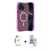 MARSİLYAN™- iPhone 14 Kılıf Eksen Çizgi - Şeffaf Royal Nano Ekran Koruyucu + Shine Kamera Lens - YL