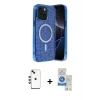 MARSİLYAN™- iPhone 14 Kılıf Eksen Çizgi - Şeffaf Royal Nano Ekran Koruyucu + Shine Kamera Lens - YL