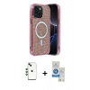 MARSİLYAN™- iPhone 14 Kılıf Eksen Çizgi - Şeffaf Royal Nano Ekran Koruyucu + Shine Kamera Lens - YL