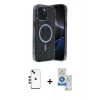 MARSİLYAN™- iPhone 14 Kılıf Eksen Çizgi - Şeffaf Royal Nano Ekran Koruyucu + Shine Kamera Lens - YL