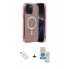 MARSİLYAN™- iPhone 14 Kılıf Eksen Çizgi - Şeffaf Royal Nano Ekran Koruyucu + Diamond Kamera Lens - YL