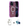 MARSİLYAN™- iPhone 14 Kılıf Eksen Çizgi - Siyah 3D Antistatik Cam Ekran Koruyucu + Shine Kamera Lens - GD