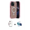 MARSİLYAN™- iPhone 14 Kılıf Eksen Çizgi - Siyah 3D Antistatik Cam Ekran Koruyucu + Shine Kamera Lens - KI