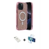 MARSİLYAN™- iPhone 14 Kılıf Eksen Çizgi - Siyah 3D Antistatik Cam Ekran Koruyucu + Diamond Kamera Lens - YL