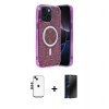 MARSİLYAN™- iPhone 14 Kılıf Eksen Çizgi - Siyah 3D Antistatik Hayalet Cam Ekran Koruyucu + Shine Kamera Lens - SH