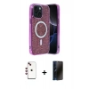 MARSİLYAN™- iPhone 14 Kılıf Eksen Çizgi - Siyah 3D Antistatik Hayalet Cam Ekran Koruyucu + Shine Kamera Lens - KI