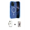 MARSİLYAN™- iPhone 14 Kılıf Eksen Çizgi - Siyah Bilvis 3D Cam Ekran Koruyucu + Shine Kamera Lens - GD