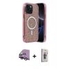 MARSİLYAN™- iPhone 14 Kılıf Eksen Çizgi - Siyah Bilvis 3D Cam Ekran Koruyucu + Raze Metal Kamera Lens - GS