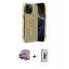 MARSİLYAN™- iPhone 14 Kılıf Eksen Çizgi - Siyah Bilvis 3D Cam Ekran Koruyucu + Raze Metal Kamera Lens - GS