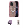 MARSİLYAN™- iPhone 14 Kılıf Eksen Çizgi - Siyah Bilvis 3D Cam Ekran Koruyucu + Raze Metal Kamera Lens - SH