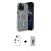 MARSİLYAN™- iPhone 14 Kılıf Eksen Çizgi - Siyah Bilvis 3D Cam Ekran Koruyucu + Shine Kamera Lens - YL