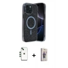 MARSİLYAN™- iPhone 14 Kılıf Eksen Çizgi - Siyah Bilvis 3D Cam Ekran Koruyucu + Shine Kamera Lens - YL