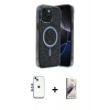 MARSİLYAN™- iPhone 14 Kılıf Eksen Çizgi - Siyah Bilvis 3D Mat Cam Ekran Koruyucu + Shine Kamera Lens - MI