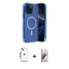MARSİLYAN™- iPhone 14 Kılıf Eksen Çizgi - Siyah Bilvis 3D Mat Cam Ekran Koruyucu + Shine Kamera Lens - MI