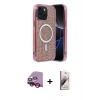MARSİLYAN™- iPhone 14 Kılıf Eksen Çizgi - Siyah Bilvis 3D Mat Cam Ekran Koruyucu + Raze Metal Kamera Lens - KI