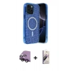 MARSİLYAN™- iPhone 14 Kılıf Eksen Çizgi - Siyah Bilvis 3D Mat Cam Ekran Koruyucu + Raze Metal Kamera Lens - SH