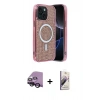 MARSİLYAN™- iPhone 14 Kılıf Eksen Çizgi - Siyah Bilvis 3D Mat Cam Ekran Koruyucu + Raze Metal Kamera Lens - SH