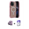 MARSİLYAN™- iPhone 14 Kılıf Eksen Çizgi - Siyah Bilvis 5in1 3D Magic Cam Ekran Koruyucu + Raze Metal Kamera Lens - GS