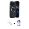 MARSİLYAN™- iPhone 14 Kılıf Eksen Çizgi - Siyah Bilvis 5in1 3D Magic Cam Ekran Koruyucu + Diamond Kamera Lens - KI