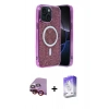 MARSİLYAN™- iPhone 14 Kılıf Eksen Çizgi - Siyah Bilvis 5in1 3D Magic Cam Ekran Koruyucu + Raze Metal Kamera Lens - KI