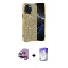 MARSİLYAN™- iPhone 14 Kılıf Eksen Çizgi - Siyah Bilvis 5in1 3D Magic Cam Ekran Koruyucu + Raze Metal Kamera Lens - KI