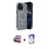 MARSİLYAN™- iPhone 14 Kılıf Eksen Çizgi - Siyah Bilvis 5in1 3D Magic Cam Ekran Koruyucu + Raze Metal Kamera Lens - KI