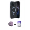 MARSİLYAN™- iPhone 14 Kılıf Eksen Çizgi - Siyah Bilvis 5in1 3D Magic Cam Ekran Koruyucu + Raze Metal Kamera Lens - SH