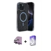 MARSİLYAN™- iPhone 14 Kılıf Eksen Çizgi - Siyah Bilvis 5in1 3D Magic Cam Ekran Koruyucu + Raze Metal Kamera Lens - MR