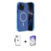 MARSİLYAN™- iPhone 14 Kılıf Eksen Çizgi - Siyah Bilvis 5in1 3D Magic Cam Ekran Koruyucu + Shine Kamera Lens - SH