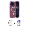 MARSİLYAN™- iPhone 14 Kılıf Eksen Çizgi - Siyah Bilvis 5in1 3D Magic Cam Ekran Koruyucu + Shine Kamera Lens - KI