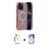 MARSİLYAN™- iPhone 14 Kılıf Eksen Çizgi - Siyah Bilvis 5in1 3D Magic Cam Ekran Koruyucu + Shine Kamera Lens - KI