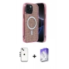 MARSİLYAN™- iPhone 14 Kılıf Eksen Çizgi - Siyah Bilvis 5in1 3D Magic Cam Ekran Koruyucu + Shine Kamera Lens - GS