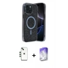 MARSİLYAN™- iPhone 14 Kılıf Eksen Çizgi - Siyah Bilvis 5in1 3D Magic Cam Ekran Koruyucu + Shine Kamera Lens - YL
