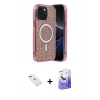 MARSİLYAN™- iPhone 14 Kılıf Eksen Çizgi - Siyah Bilvis 5in1 5D Magic Hayalet Cam Ekran Koruyucu + Diamond Kamera Lens - KI