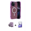 MARSİLYAN™- iPhone 14 Kılıf Eksen Çizgi - Siyah Bilvis 5in1 5D Magic Hayalet Cam Ekran Koruyucu + Raze Metal Kamera Lens - GS