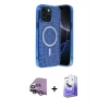 MARSİLYAN™- iPhone 14 Kılıf Eksen Çizgi - Siyah Bilvis 5in1 5D Magic Hayalet Cam Ekran Koruyucu + Raze Metal Kamera Lens - GS
