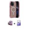 MARSİLYAN™- iPhone 14 Kılıf Eksen Çizgi - Siyah Bilvis 5in1 5D Magic Hayalet Cam Ekran Koruyucu + Raze Metal Kamera Lens - KI