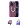 MARSİLYAN™- iPhone 14 Kılıf Eksen Çizgi - Siyah Bilvis 5in1 5D Magic Hayalet Cam Ekran Koruyucu + Raze Metal Kamera Lens - MR