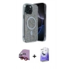 MARSİLYAN™- iPhone 14 Kılıf Eksen Çizgi - Siyah Bilvis 5in1 5D Magic Hayalet Cam Ekran Koruyucu + Raze Metal Kamera Lens - KI