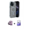 MARSİLYAN™- iPhone 14 Kılıf Eksen Çizgi - Siyah Bilvis 5in1 5D Magic Hayalet Cam Ekran Koruyucu + Raze Metal Kamera Lens - MR