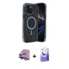 MARSİLYAN™- iPhone 14 Kılıf Eksen Çizgi - Siyah Bilvis 5in1 5D Magic Hayalet Cam Ekran Koruyucu + Raze Metal Kamera Lens - MR