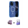 MARSİLYAN™- iPhone 14 Kılıf Eksen Çizgi - Siyah Bilvis 5in1 5D Magic Hayalet Cam Ekran Koruyucu + Raze Metal Kamera Lens - KI