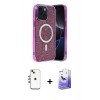 MARSİLYAN™- iPhone 14 Kılıf Eksen Çizgi - Siyah Bilvis 5in1 5D Magic Hayalet Cam Ekran Koruyucu + Shine Kamera Lens - GI